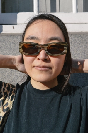 A Kjaerbede Frida Striped Horn Sunglasses