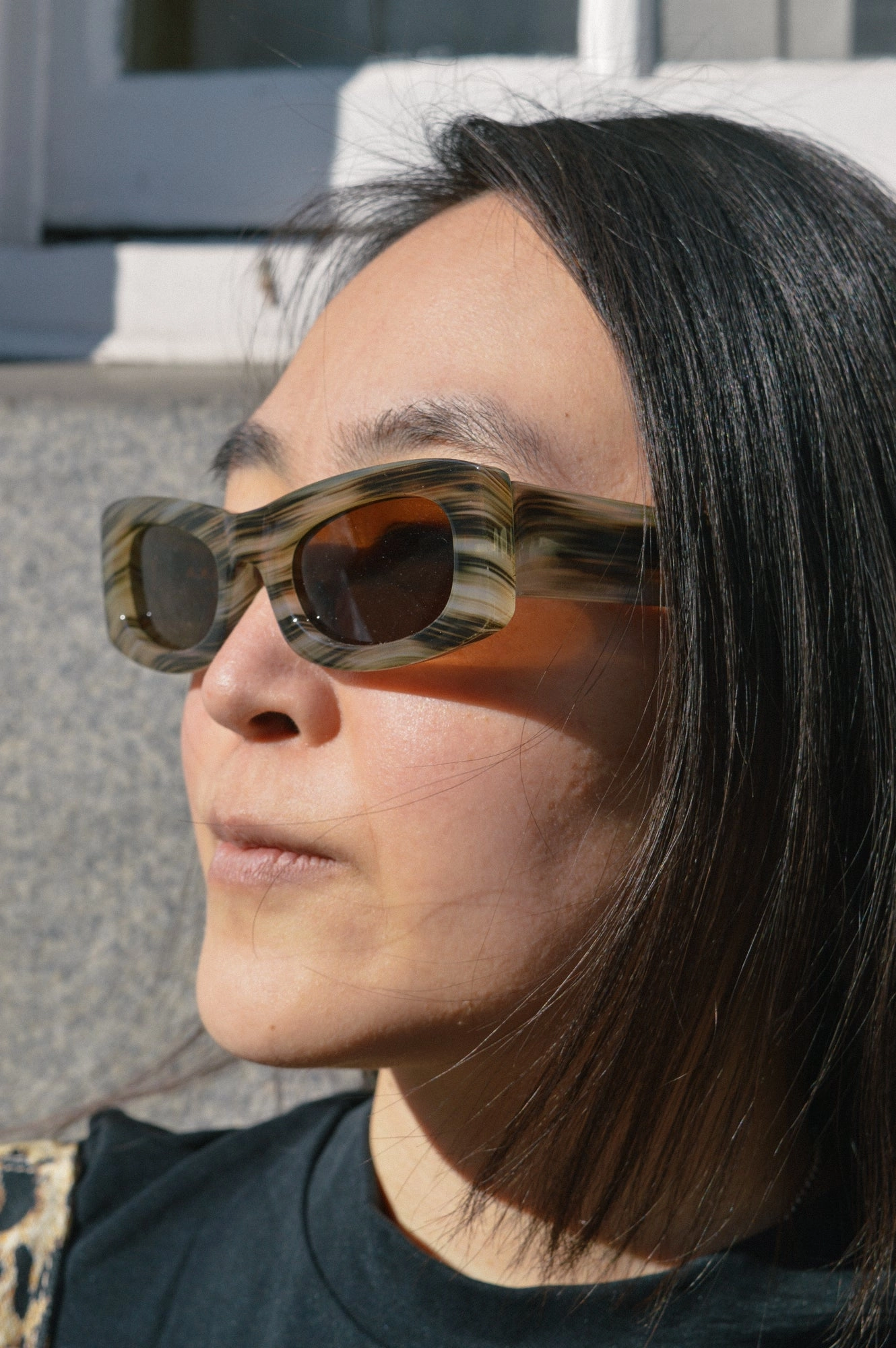 A Kjaerbede Frida Striped Horn Sunglasses