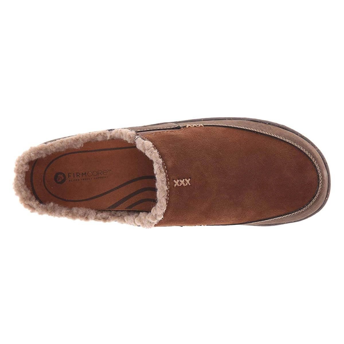 Acorn Men's Slipper - Wearabout Slide with FirmCore Chocolate Suede | A10124