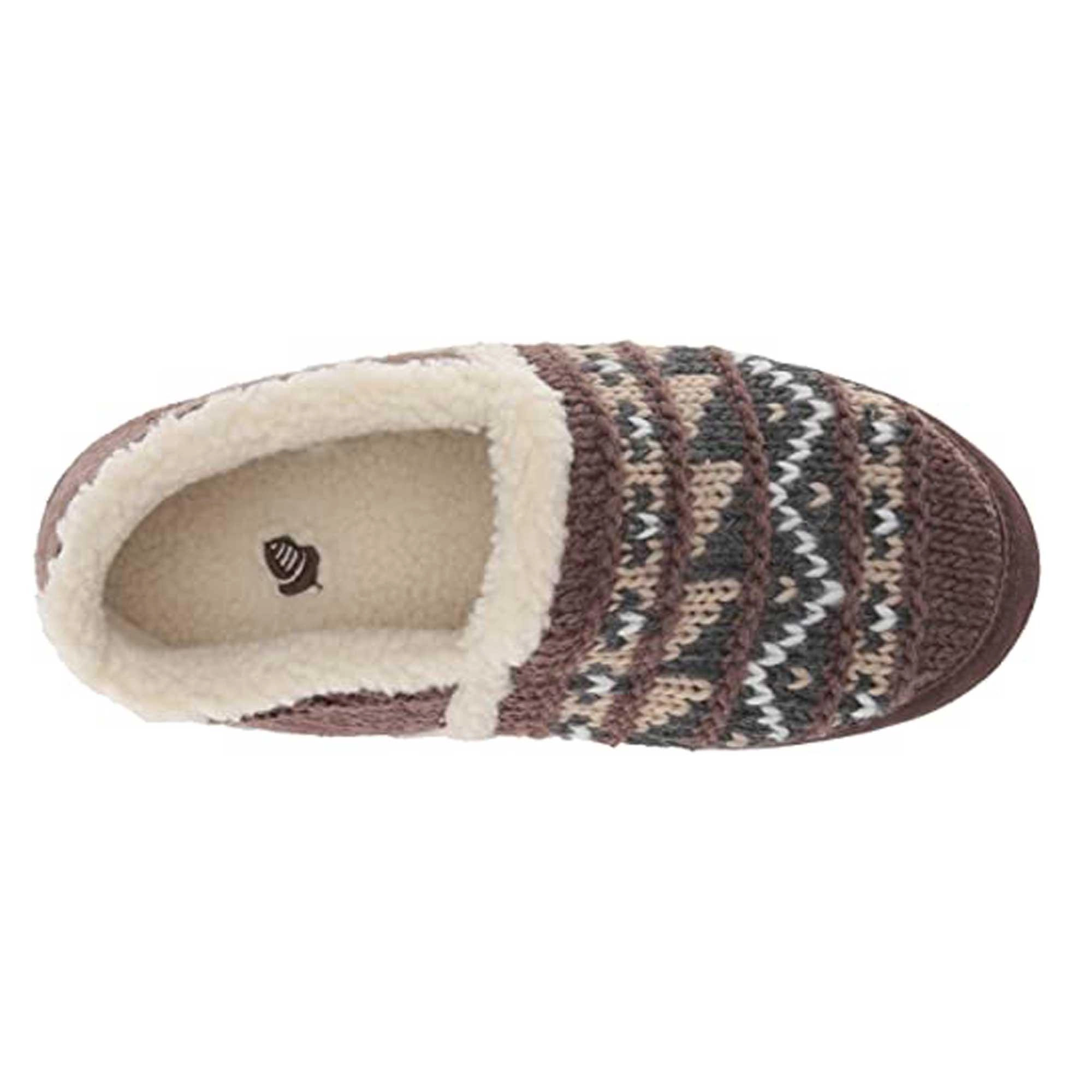 Acorn Women's Moc Slippers - Knit Uppers Cozy, Nordic Brown, Small | A18605NORWS