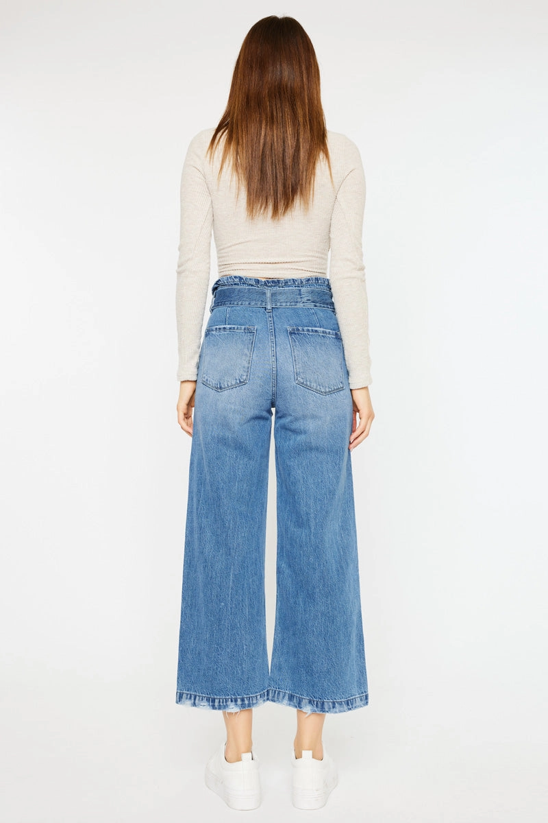 Aroly Ultra High Rise Belted Paperbag Wide Leg Jeans