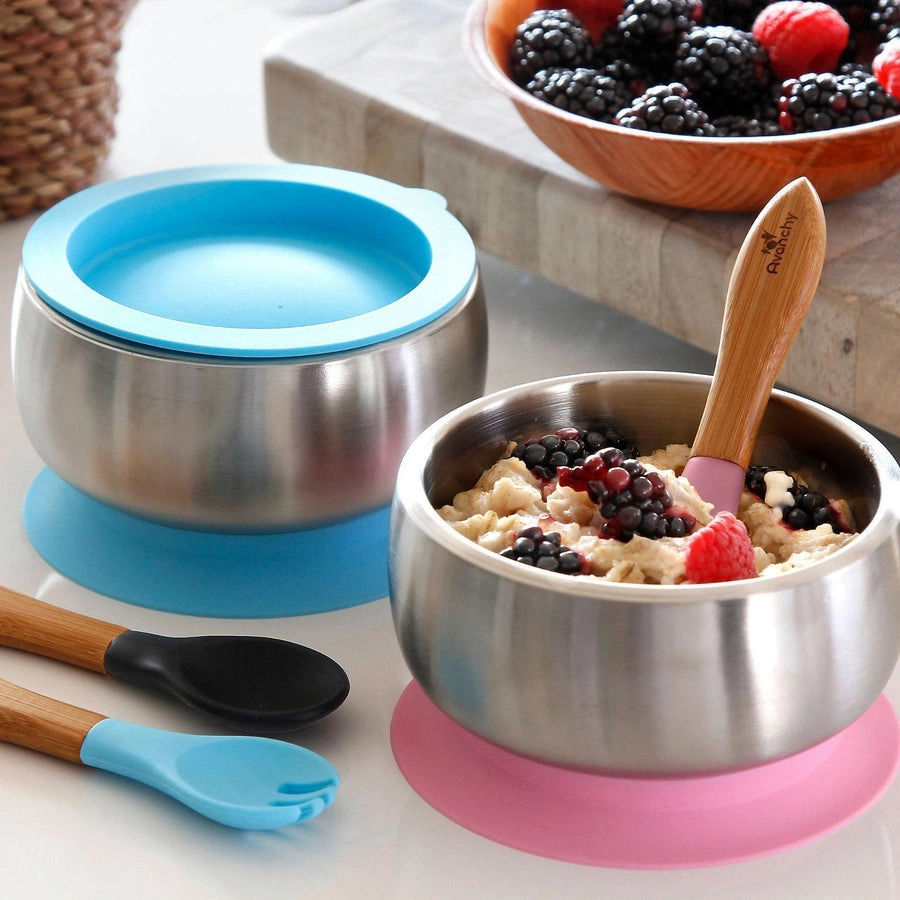 Avanchy Stainless Steel Suction Baby Bowl Lid Orange