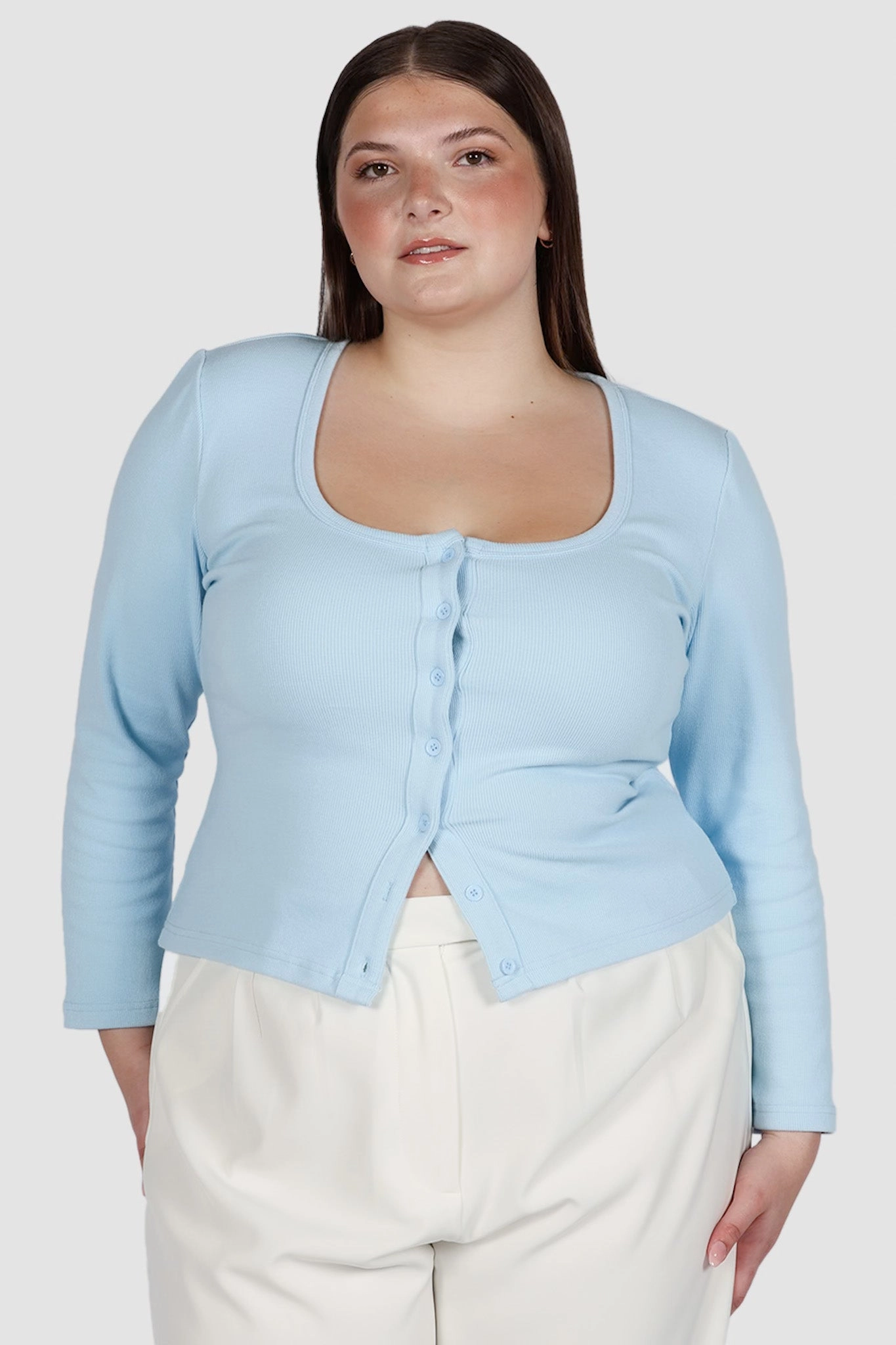BECKER LONG SLEEVE TOP SOFT BLUE