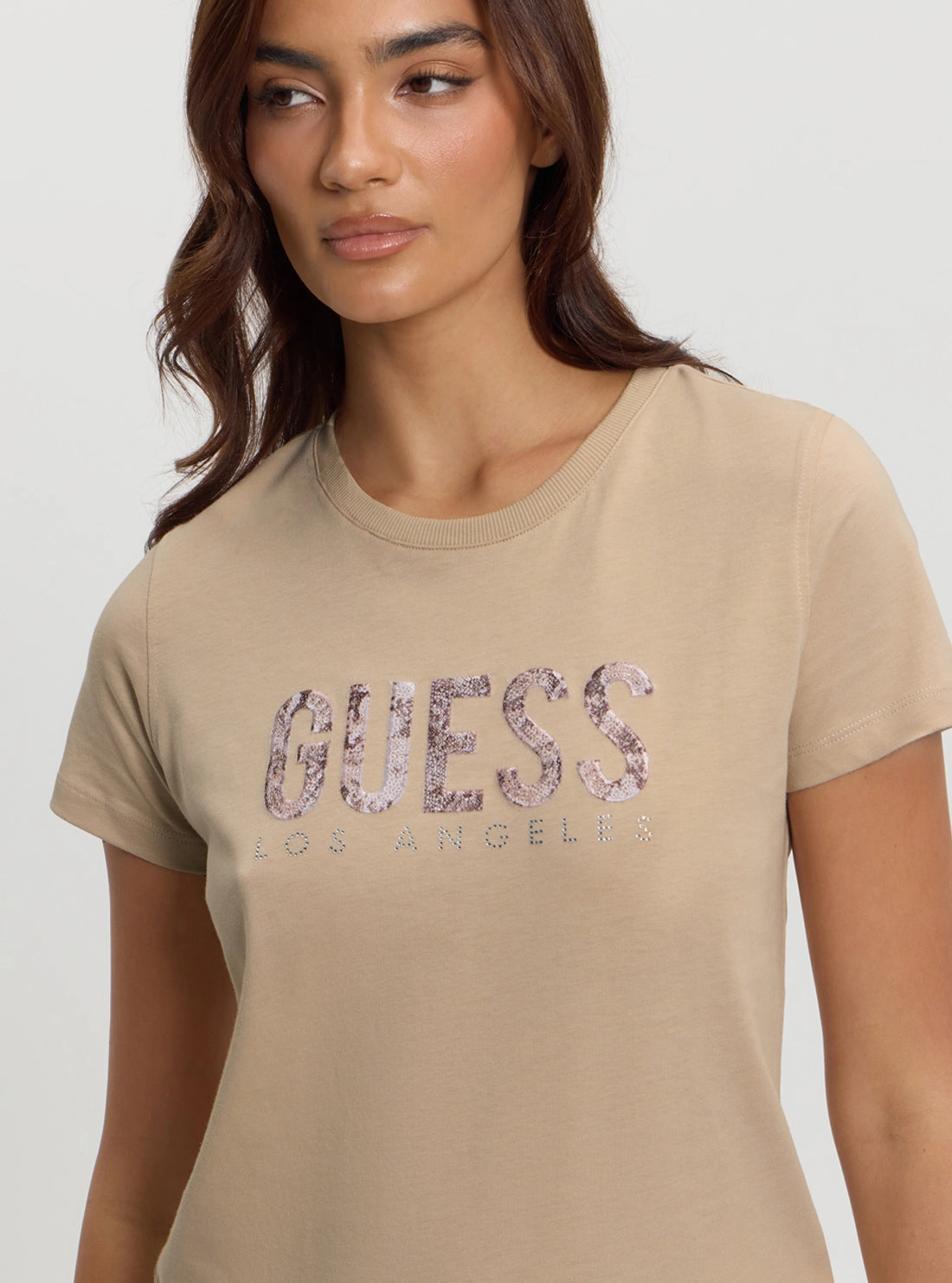 Beige Python Logo T-Shirt.