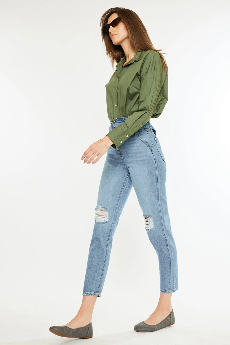 Blossom Ultra High Rise Belted Mom Jeans