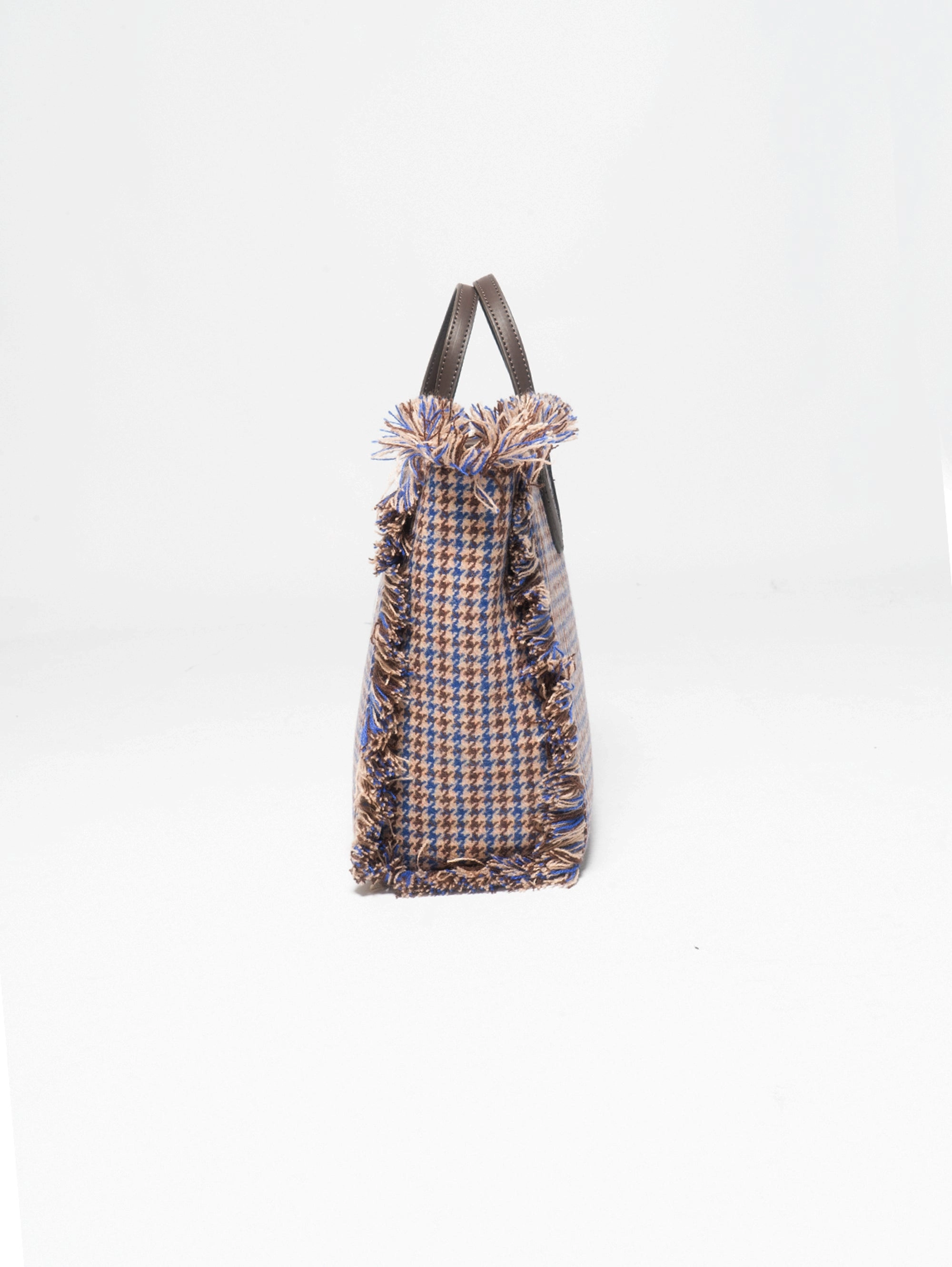 Borsa Colette in Micro Houndstooth Beige/Blu
