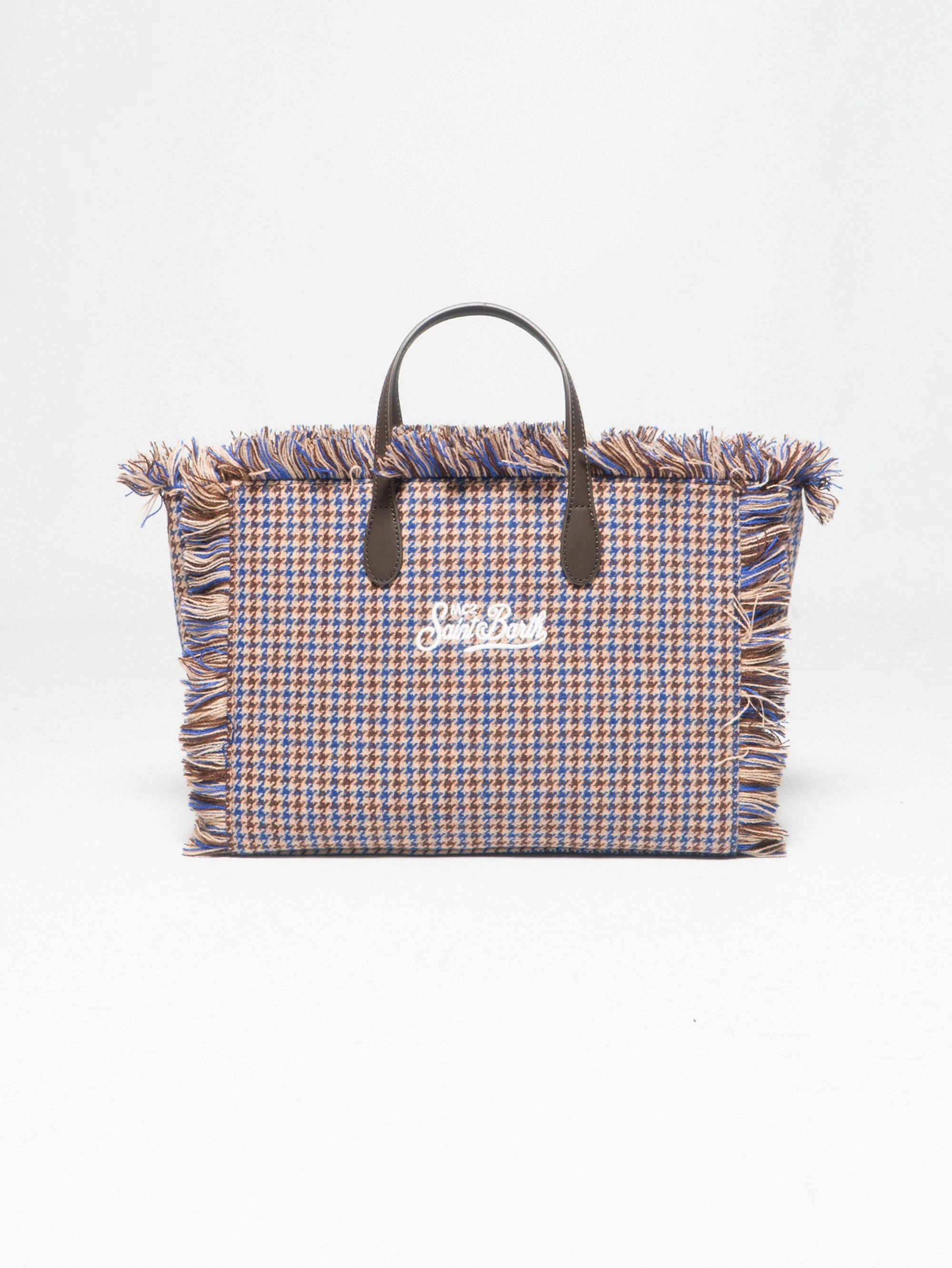 Borsa Colette in Micro Houndstooth Beige/Blu