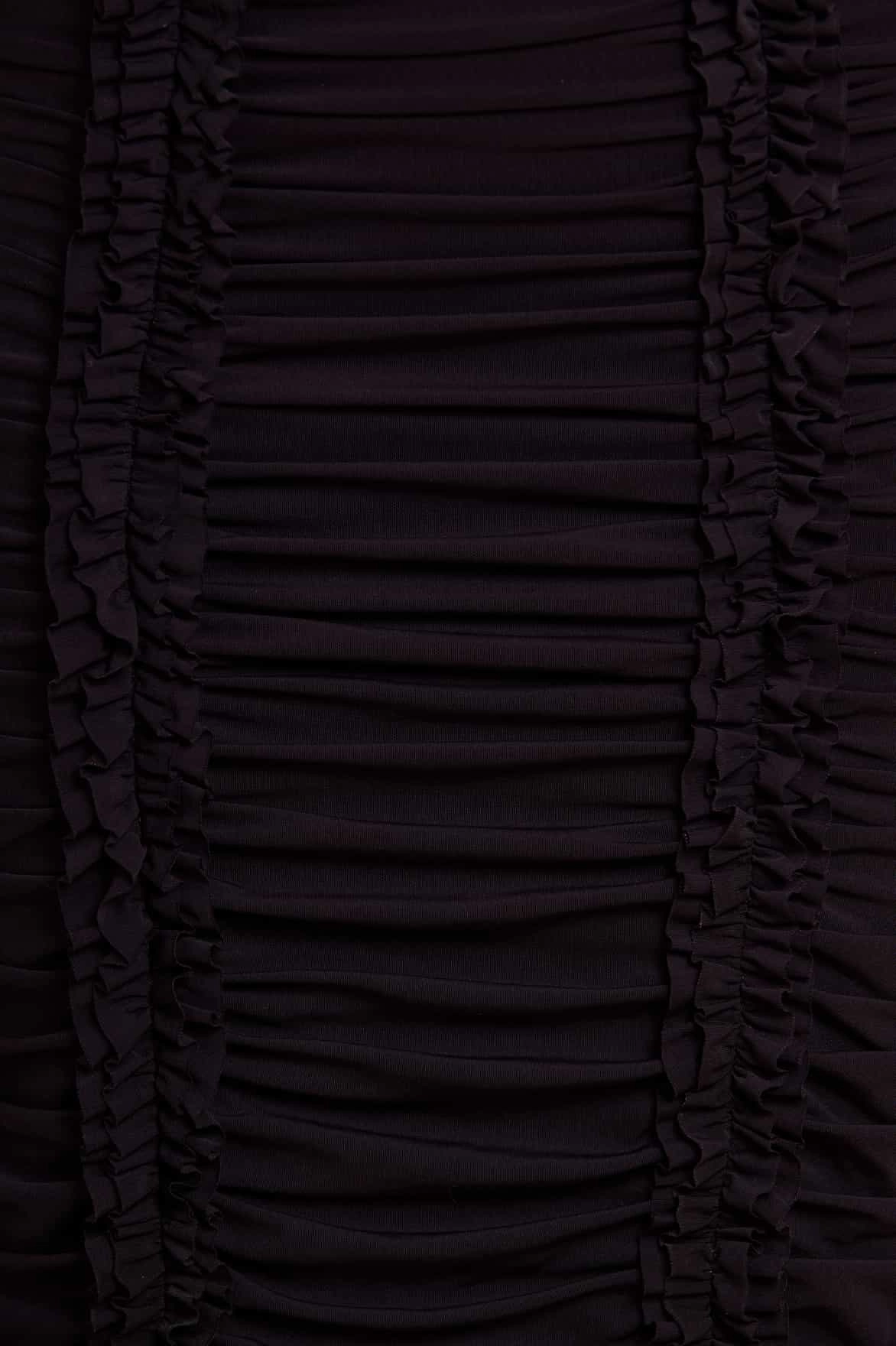 Ebony Rouched Off-Shoulder Ballerina Dress