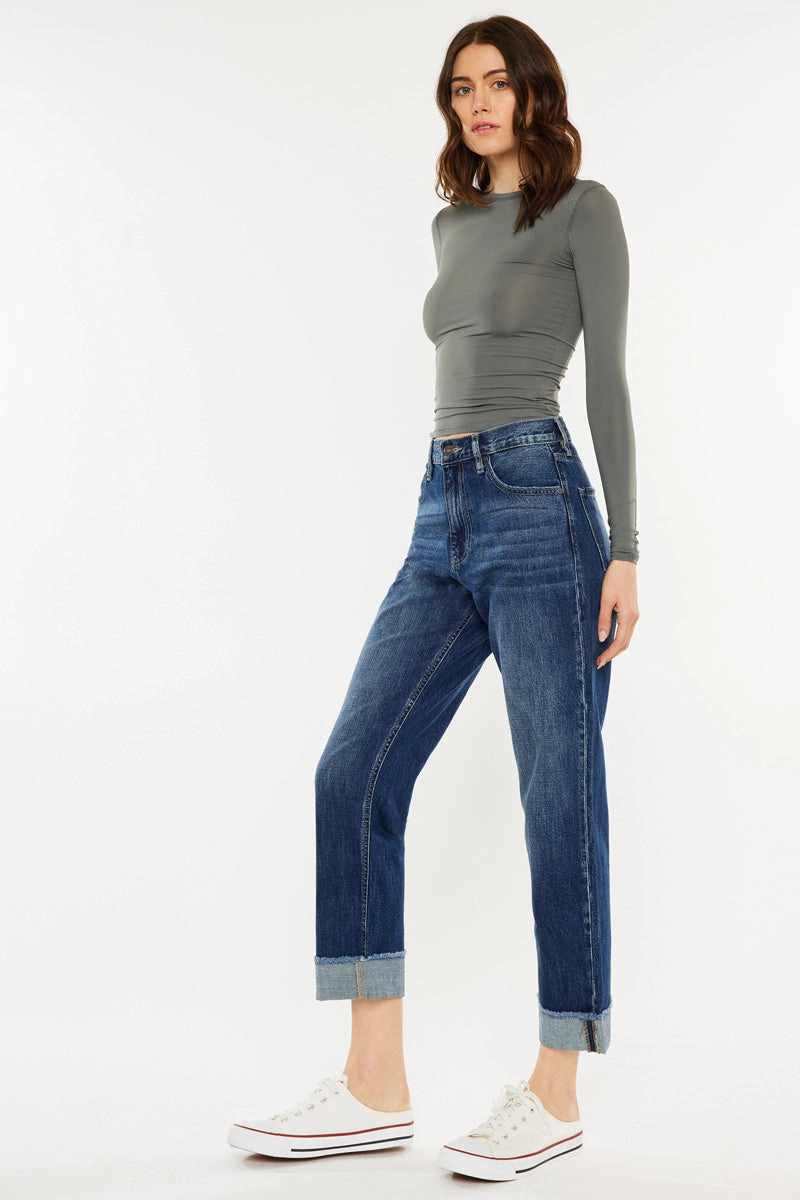 Finley Essentials High Rise Straight Leg Jeans