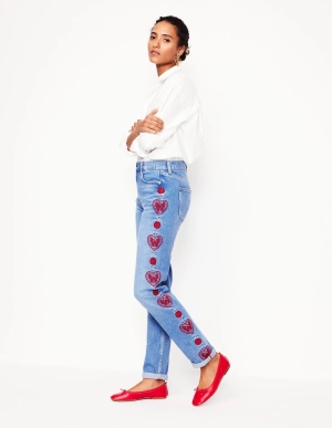 Girlfriend Jeans-Heart Embroidery