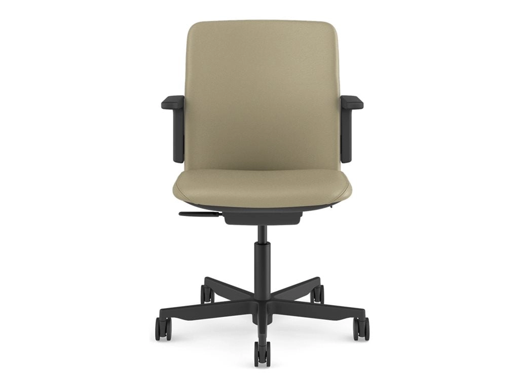 Humanscale Path - Chair - task - armrests - L-shaped - tilt - swivel - corvara (chrome-free leather), ocean-bound recycled plastic PT11BCL11VSSNSC