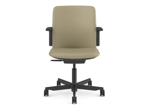 Humanscale Path - Chair - task - armrests - L-shaped - tilt - swivel - corvara (chrome-free leather), ocean-bound recycled plastic PT11BCL11VSSNSC