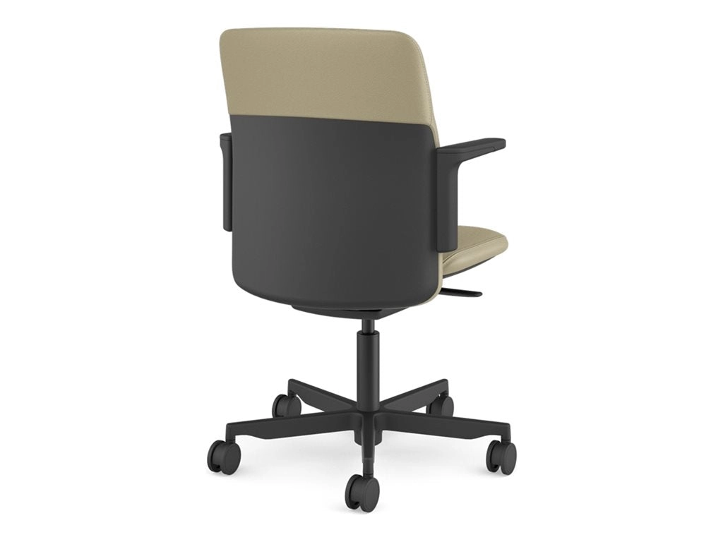 Humanscale Path - Chair - task - armrests - L-shaped - tilt - swivel - corvara (chrome-free leather), ocean-bound recycled plastic PT11BCL11VSSNSC