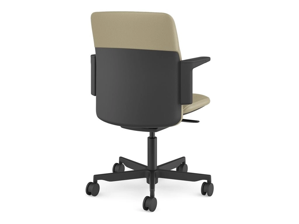 Humanscale Path - Chair - task - armrests - L-shaped - tilt - swivel - corvara (chrome-free leather), ocean-bound recycled plastic PT16BCL11VSSNSC