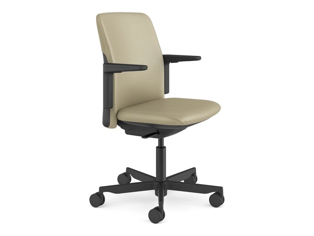 Humanscale Path - Chair - task - armrests - L-shaped - tilt - swivel - corvara (chrome-free leather), ocean-bound recycled plastic PT16BCL11VSSNSC
