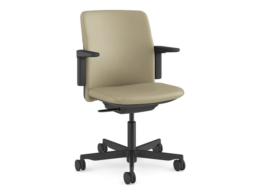Humanscale Path - Chair - task - armrests - L-shaped - tilt - swivel - corvara (chrome-free leather), ocean-bound recycled plastic PT16BCL11VSSNSC