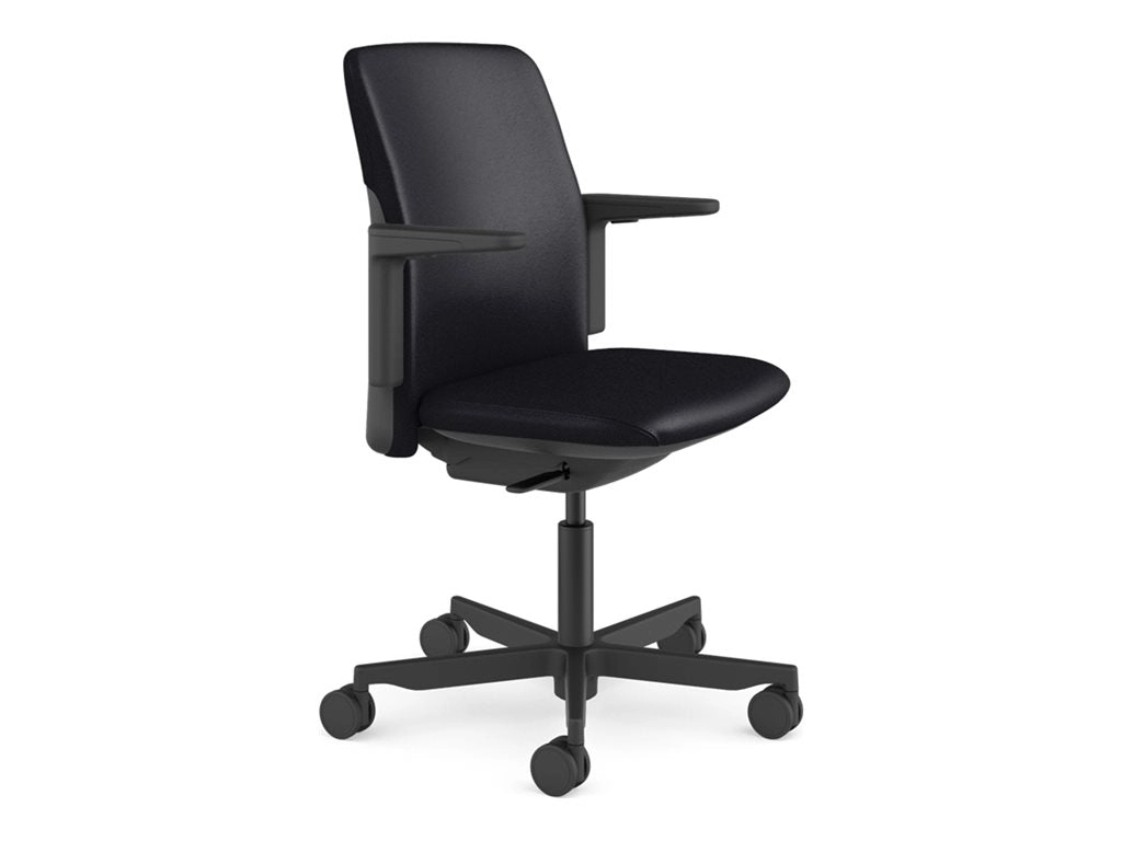 Humanscale Path - Chair - task - armrests - tilt - swivel - corvara (chrome-free leather) - black, midnight PT16BCL57NSSNSC
