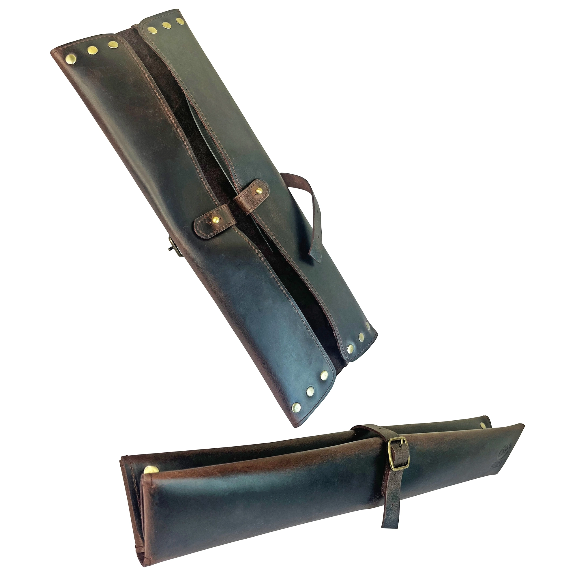 Leather Chef's Knife Case Holder - 2 Knife Slots (Dark Brown)
