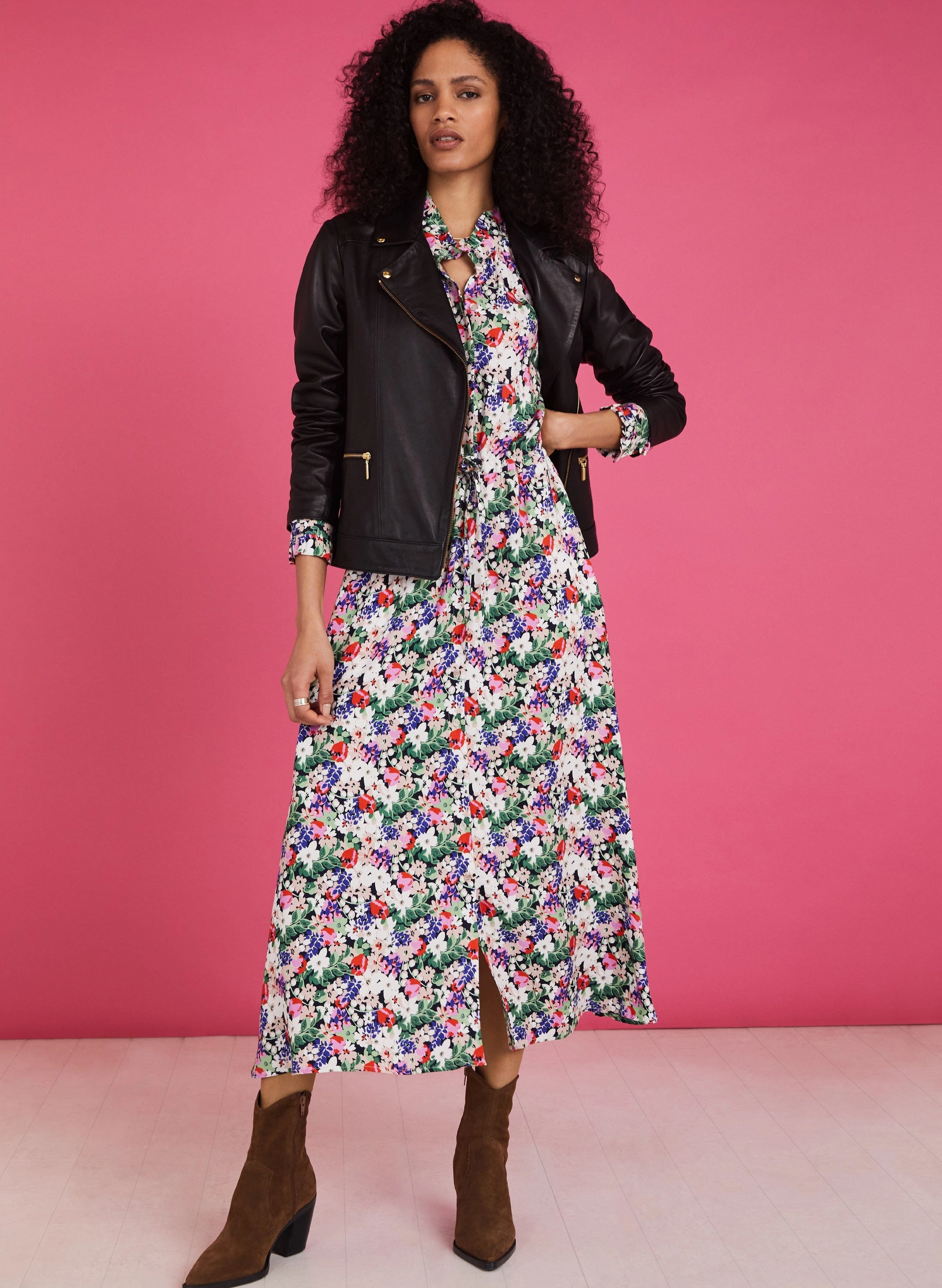 Luna Midi Dress with Livaeco | Pink Bloom