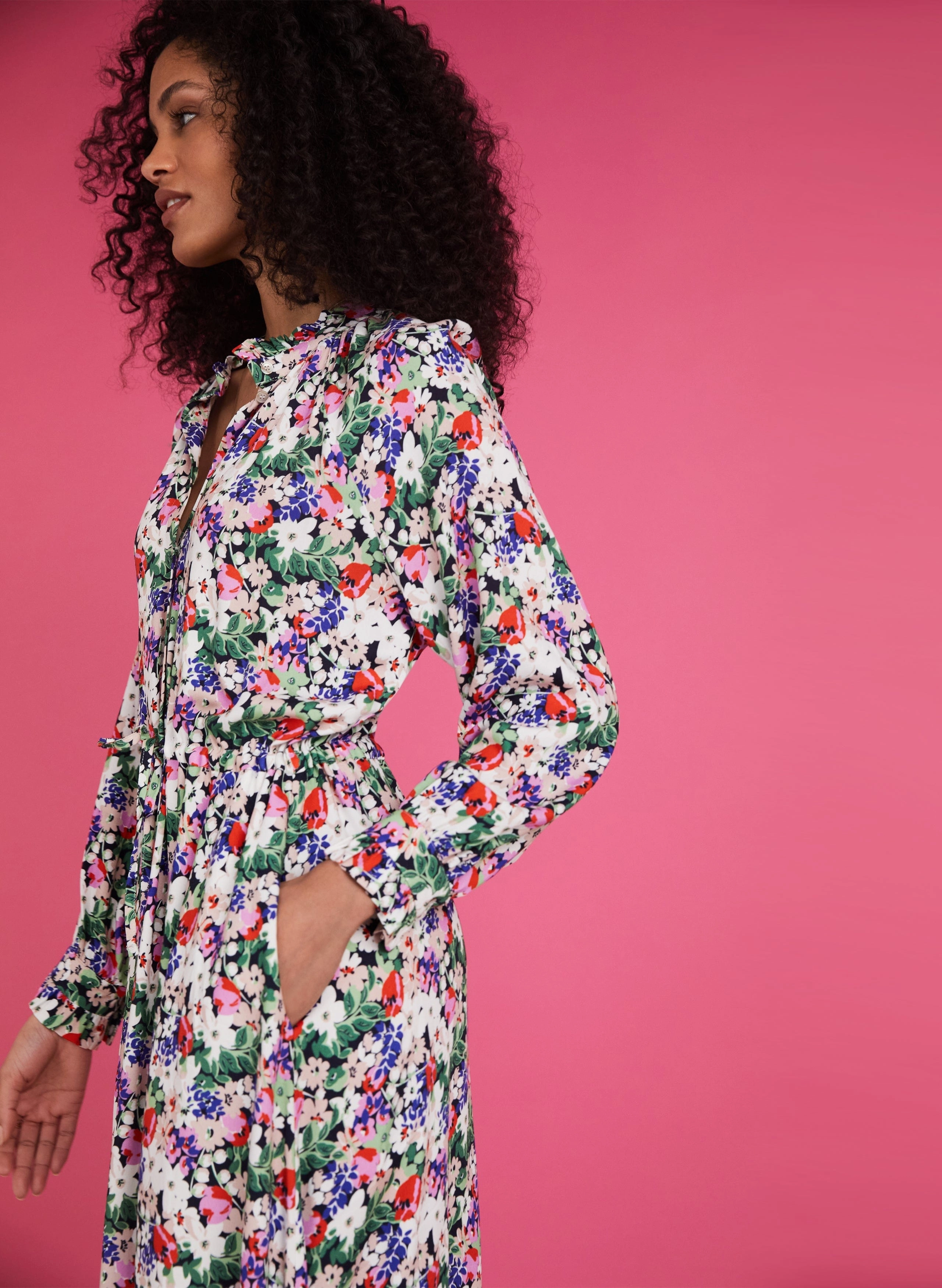 Luna Midi Dress with Livaeco | Pink Bloom