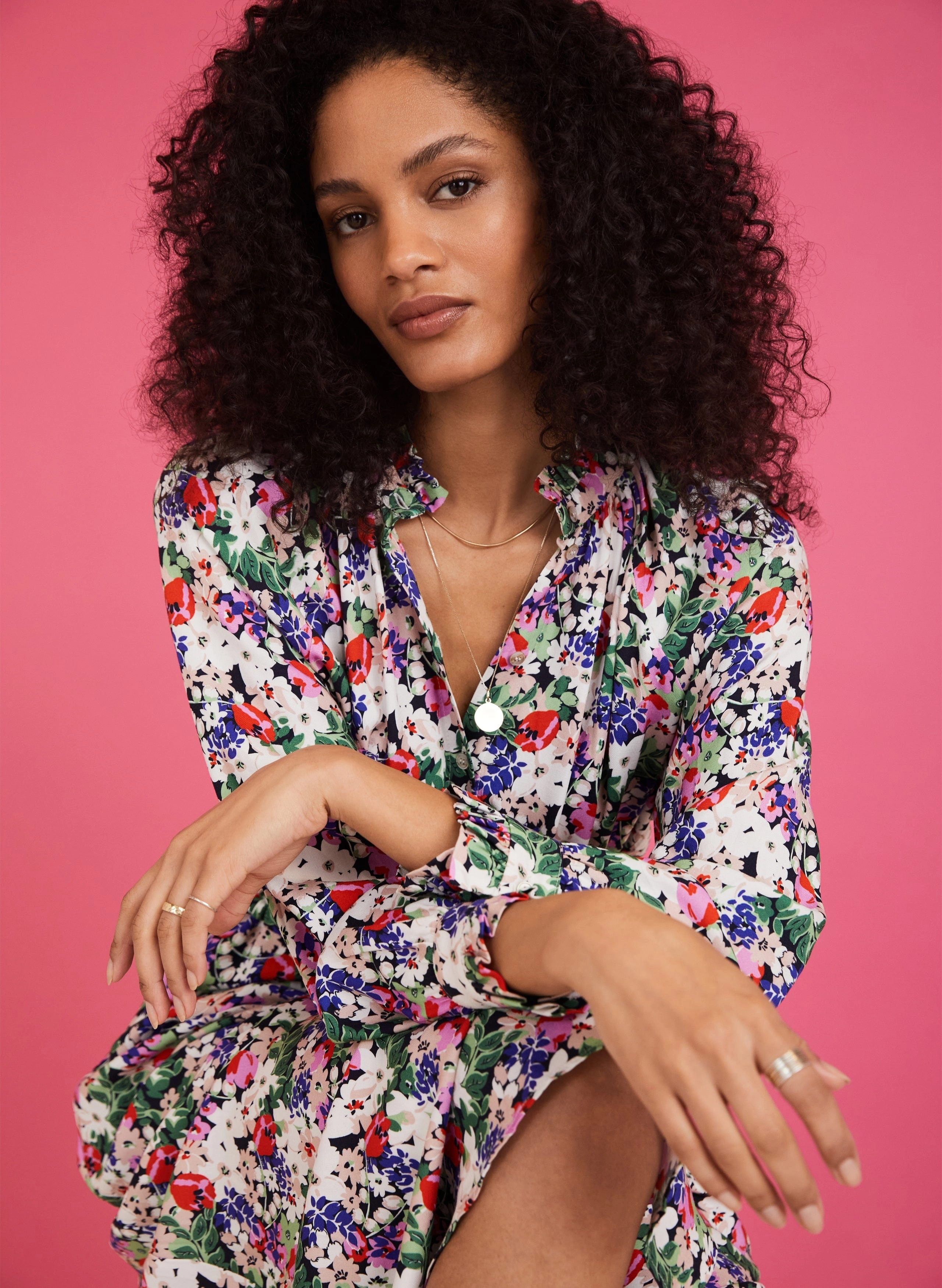 Luna Midi Dress with Livaeco | Pink Bloom