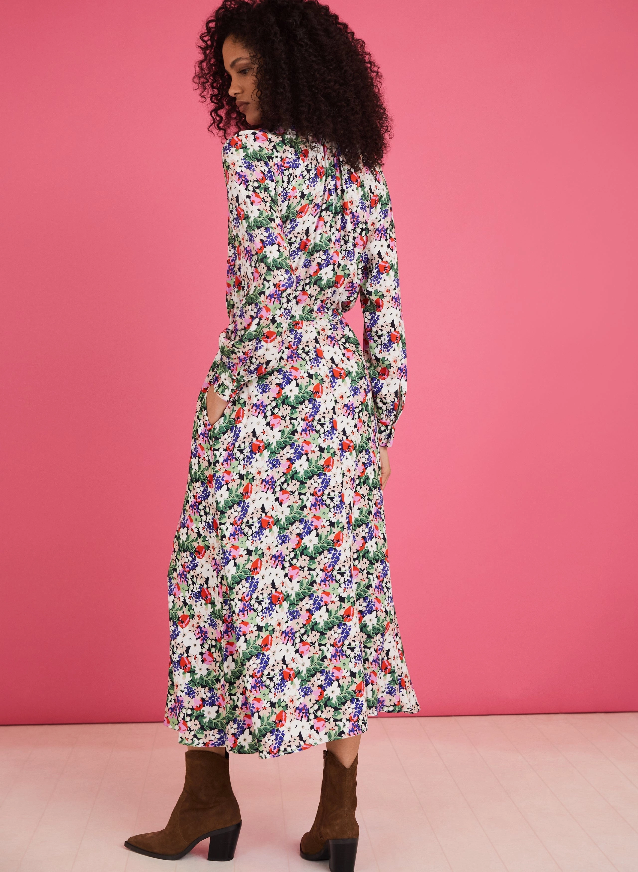 Luna Midi Dress with Livaeco | Pink Bloom