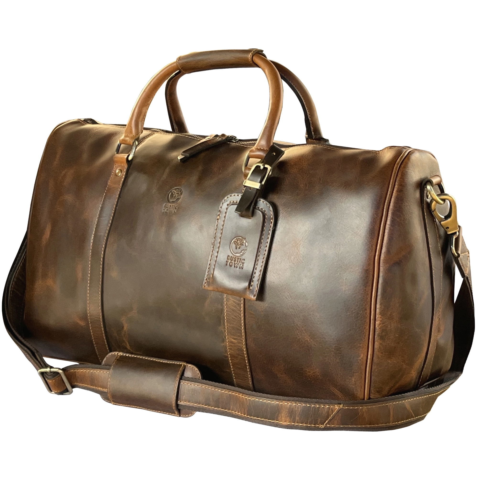Nando Adventure Leather Travel Duffle Bag (Brown)