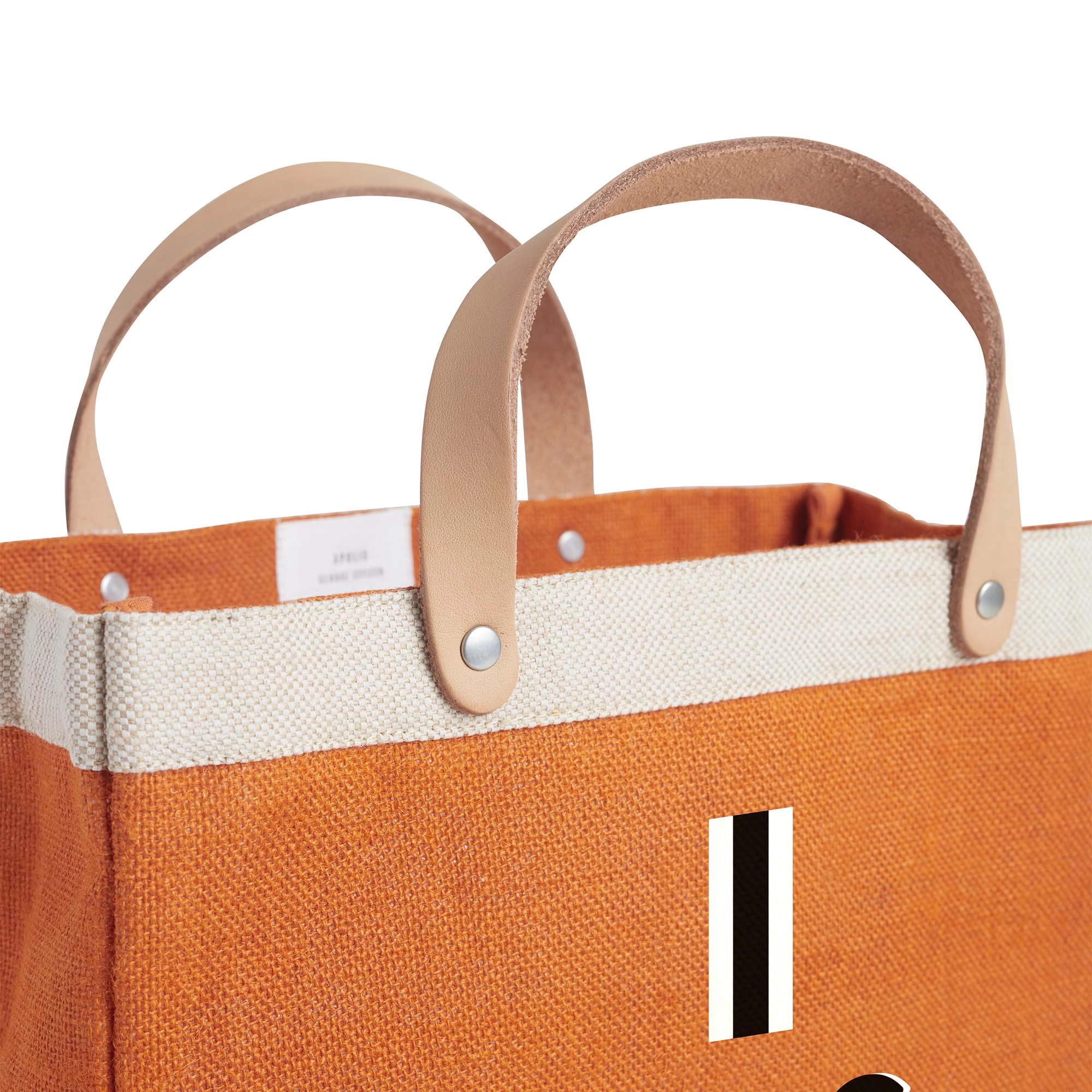 Petite Market Bag in Citrus with Black Monogram