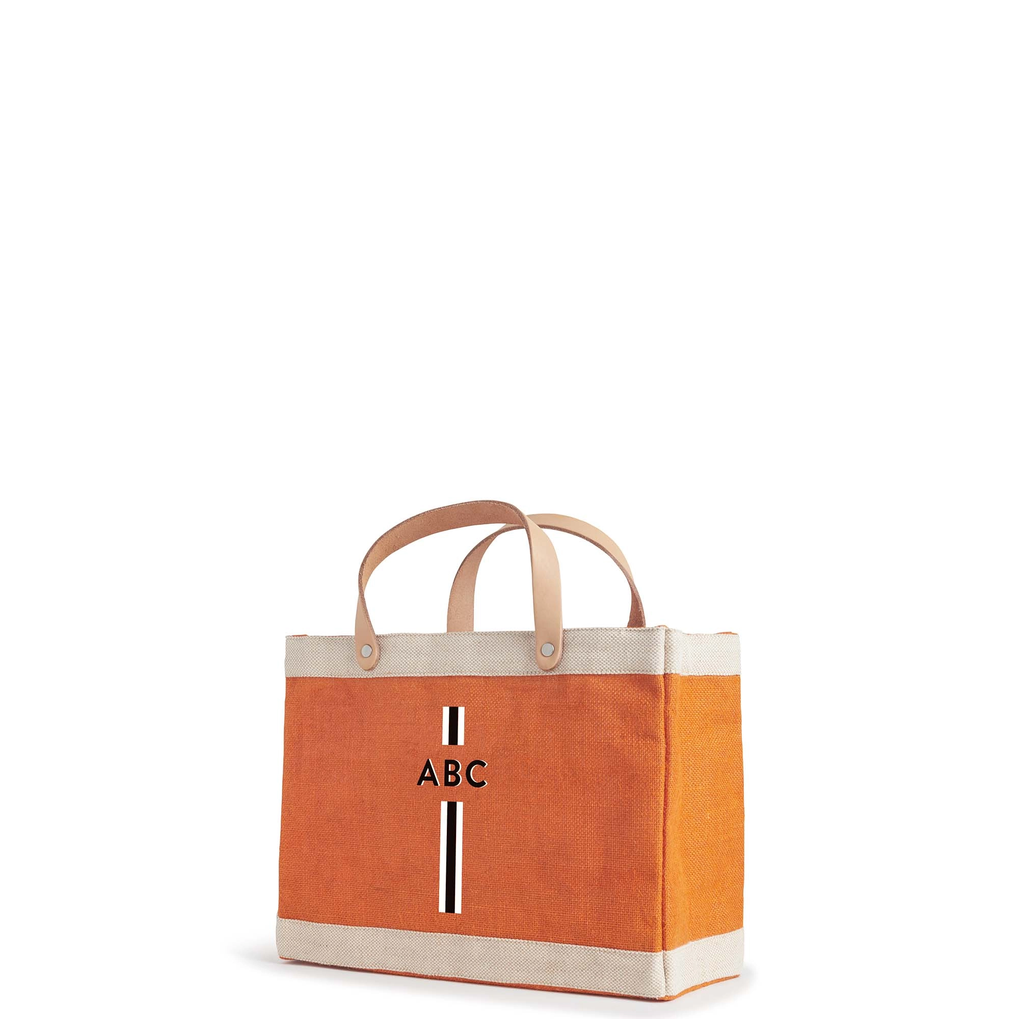 Petite Market Bag in Citrus with Black Monogram