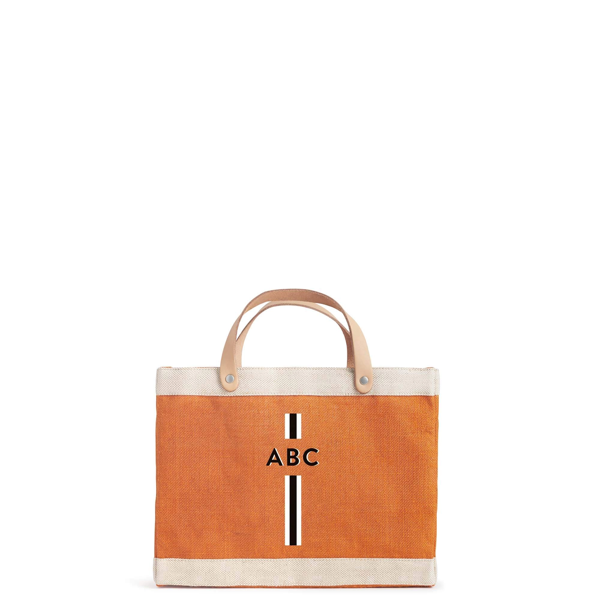 Petite Market Bag in Citrus with Black Monogram