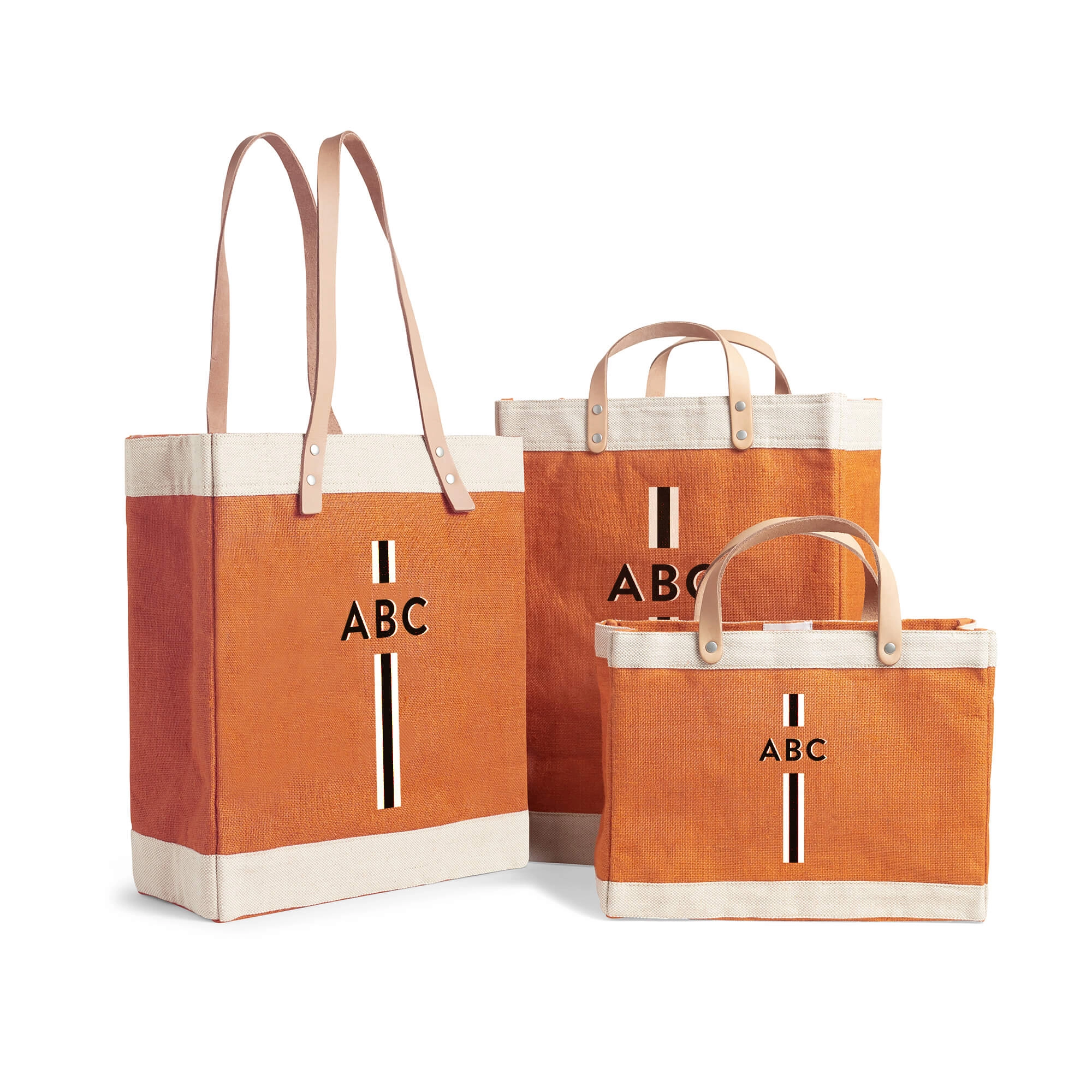 Petite Market Bag in Citrus with Black Monogram