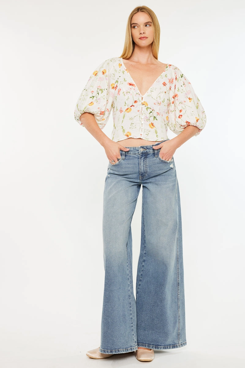Renee Essentials Mid Rise Super Wide Jeans