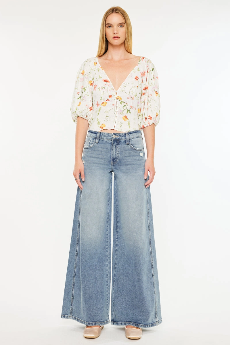Renee Essentials Mid Rise Super Wide Jeans