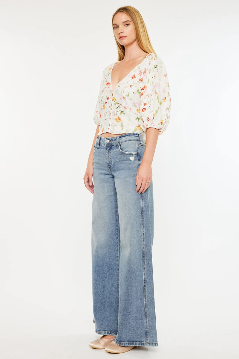 Renee Essentials Mid Rise Super Wide Jeans
