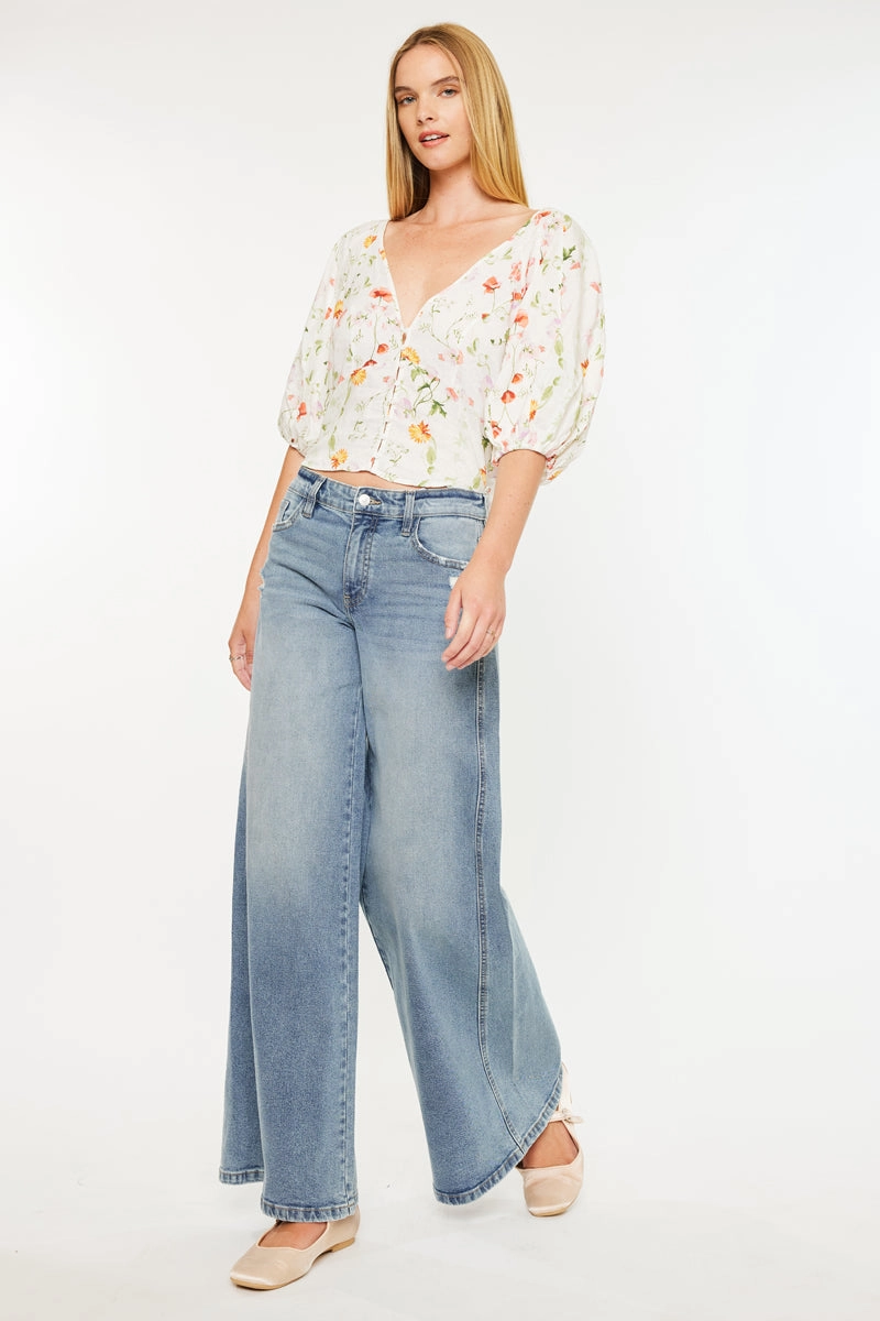 Renee Essentials Mid Rise Super Wide Jeans