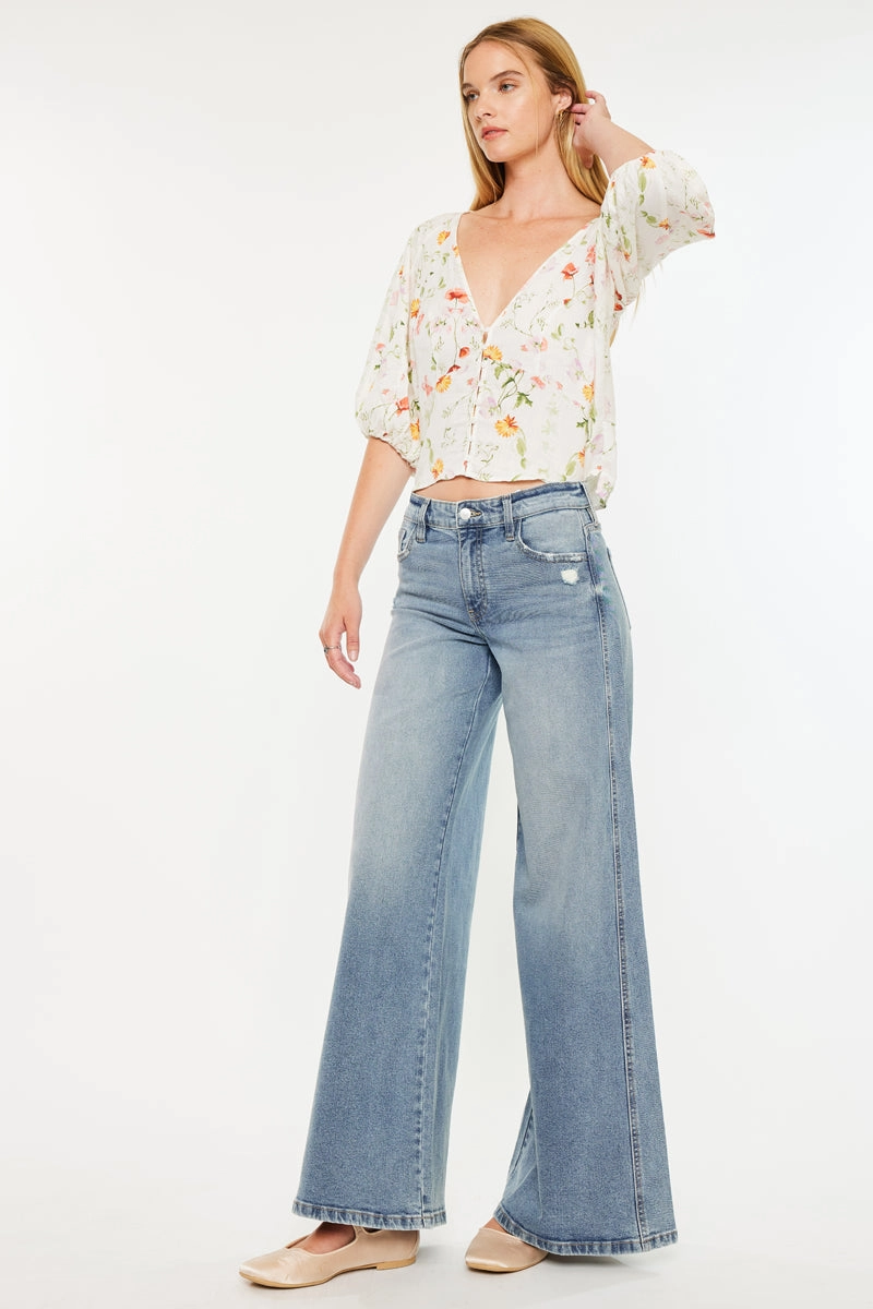 Renee Essentials Mid Rise Super Wide Jeans