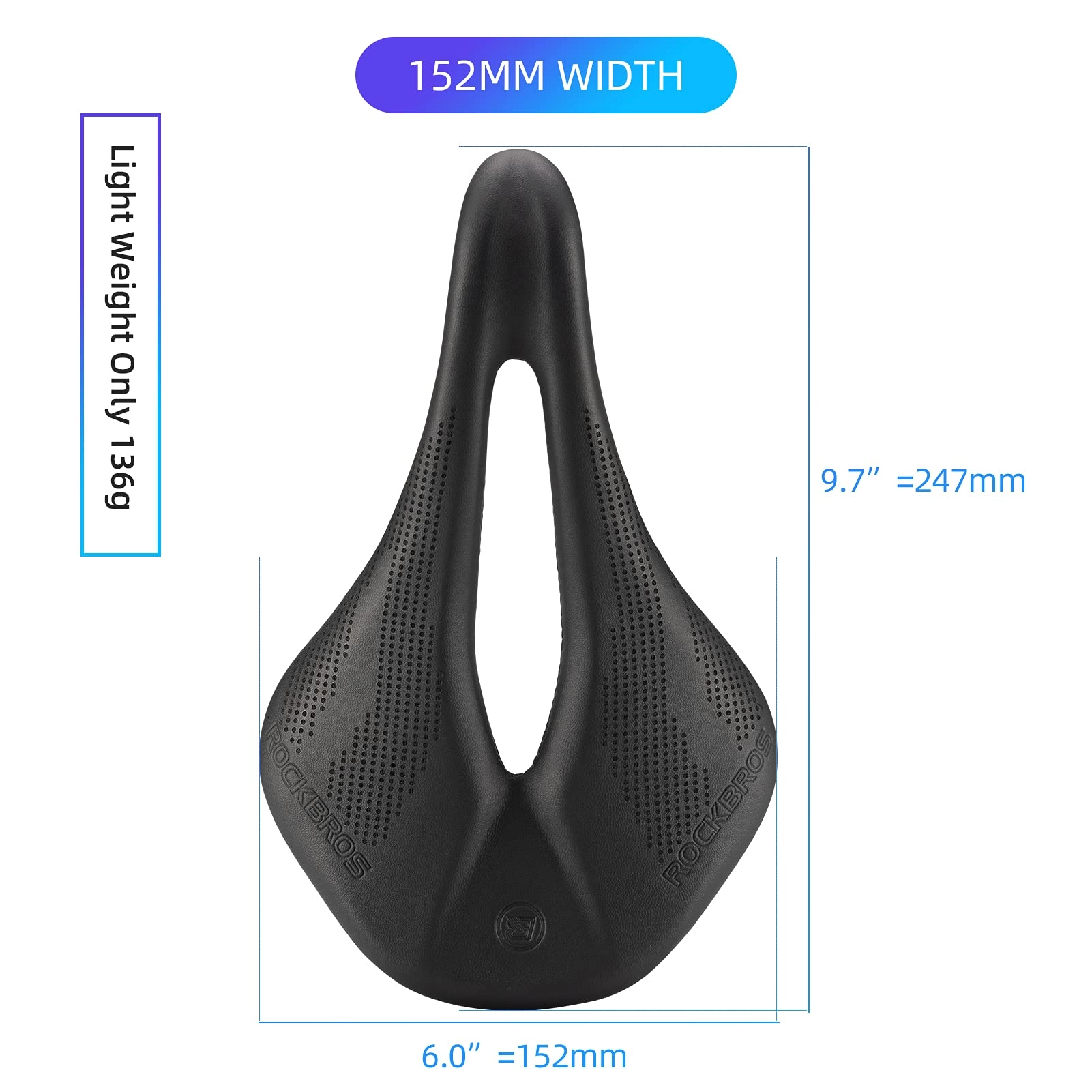 ROCKBROS Carbon Fiber Bike Saddle Lightweight Shock-Absorbing Comfort for Men Women"