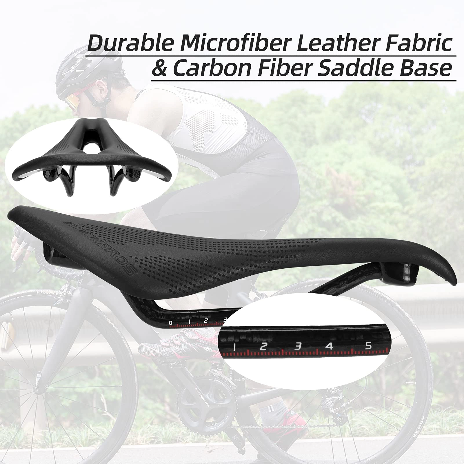 ROCKBROS Carbon Fiber Bike Saddle Lightweight Shock-Absorbing Comfort for Men Women"
