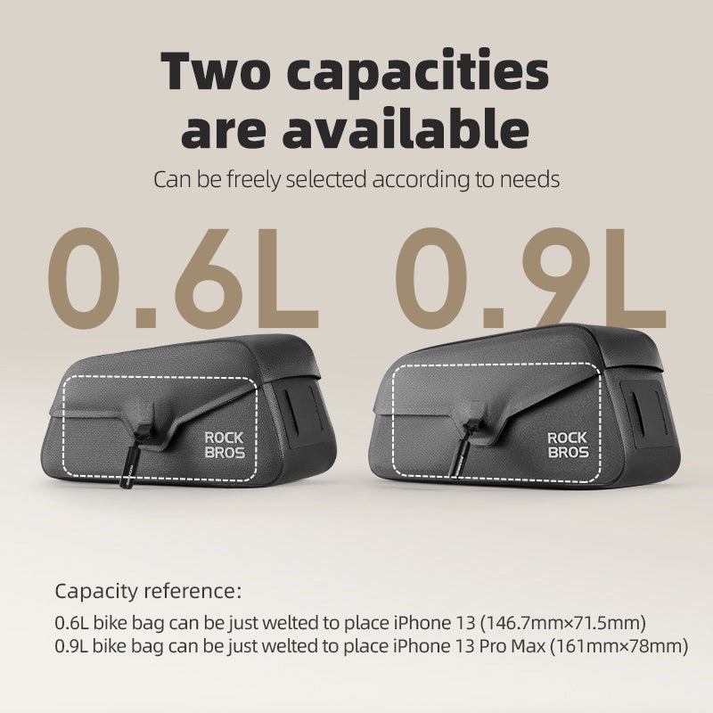 ROCKBROS Magnetic 100% Waterproof Bike Top Tube Frame Bag 0.6L/0.9L