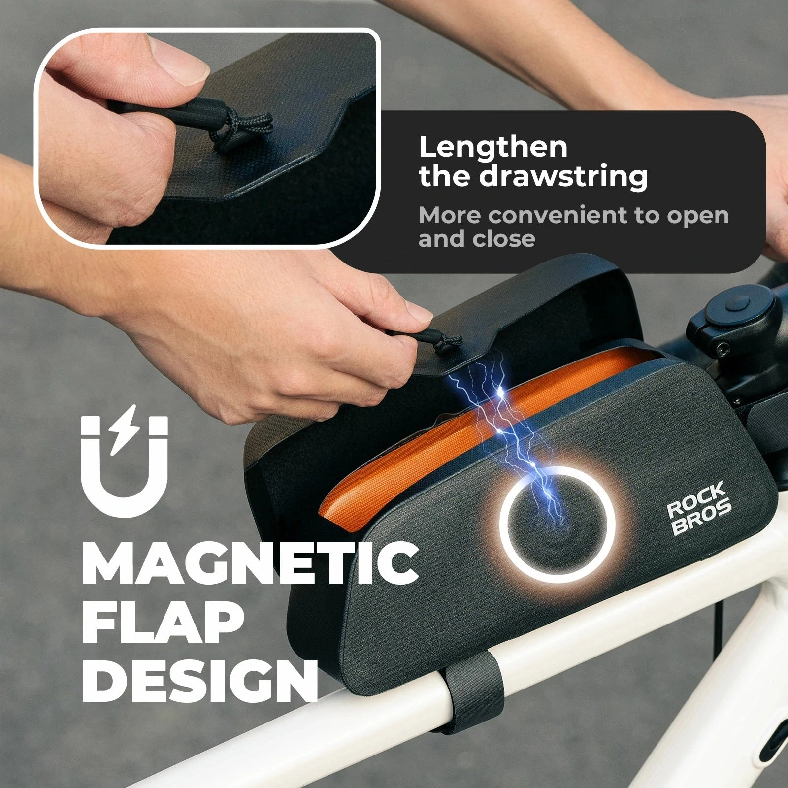 ROCKBROS Magnetic 100% Waterproof Bike Top Tube Frame Bag 0.6L/0.9L