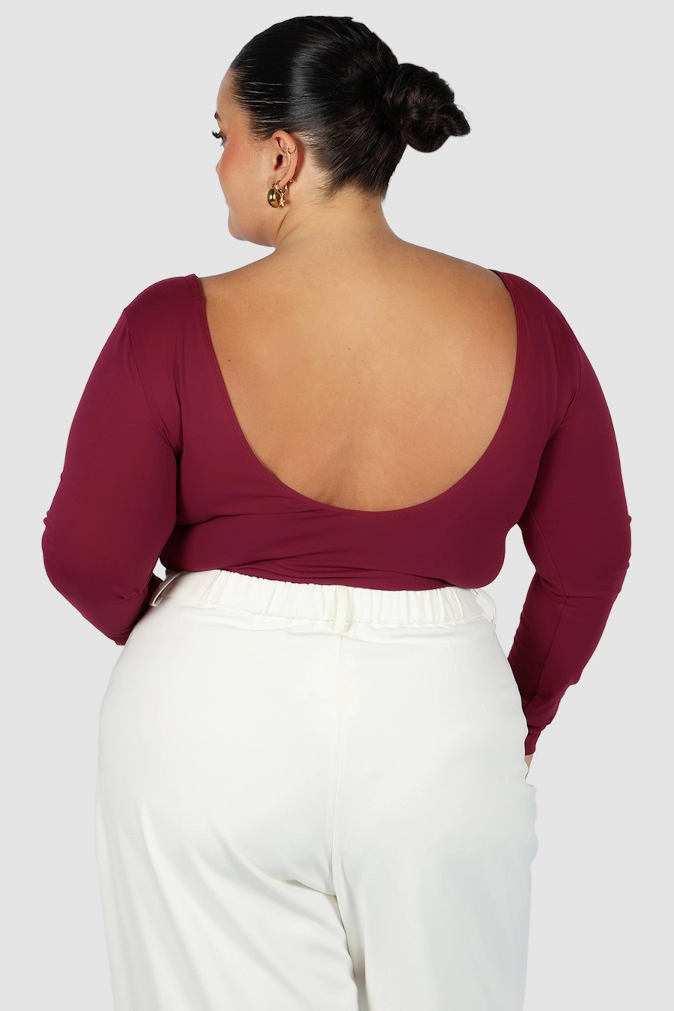 SCOOP BACK BODYSUIT WINE