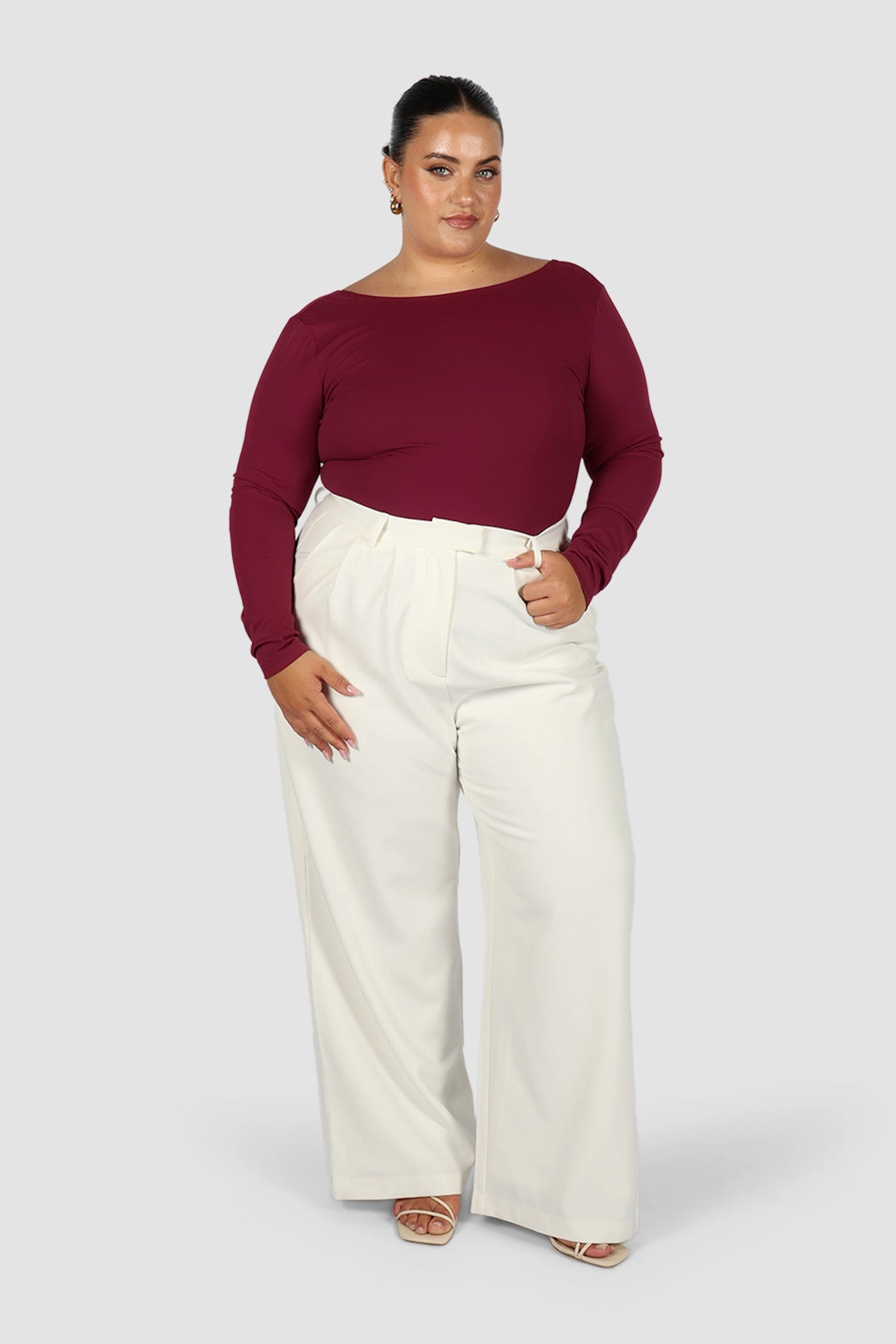 SCOOP BACK BODYSUIT WINE