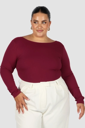 SCOOP BACK BODYSUIT WINE