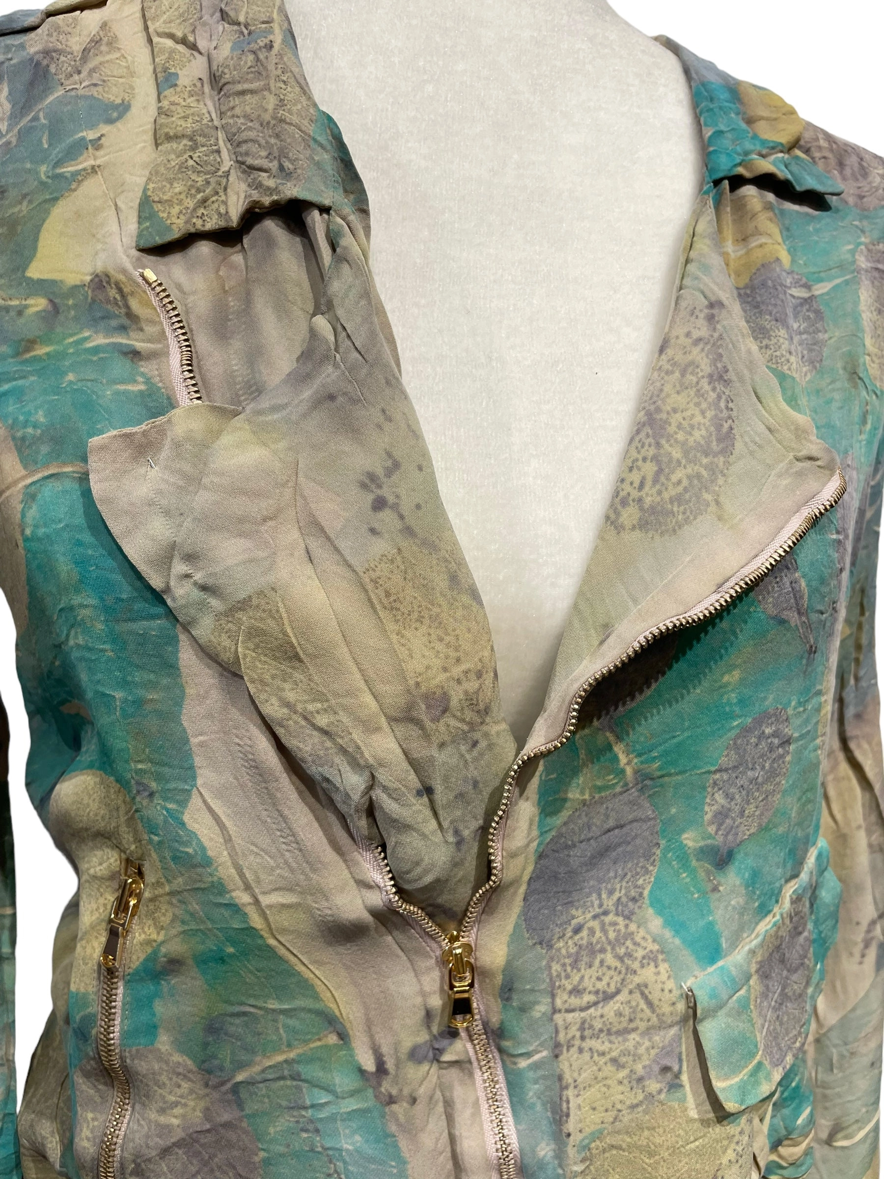 Silk eco dyed long sleeve blouse
