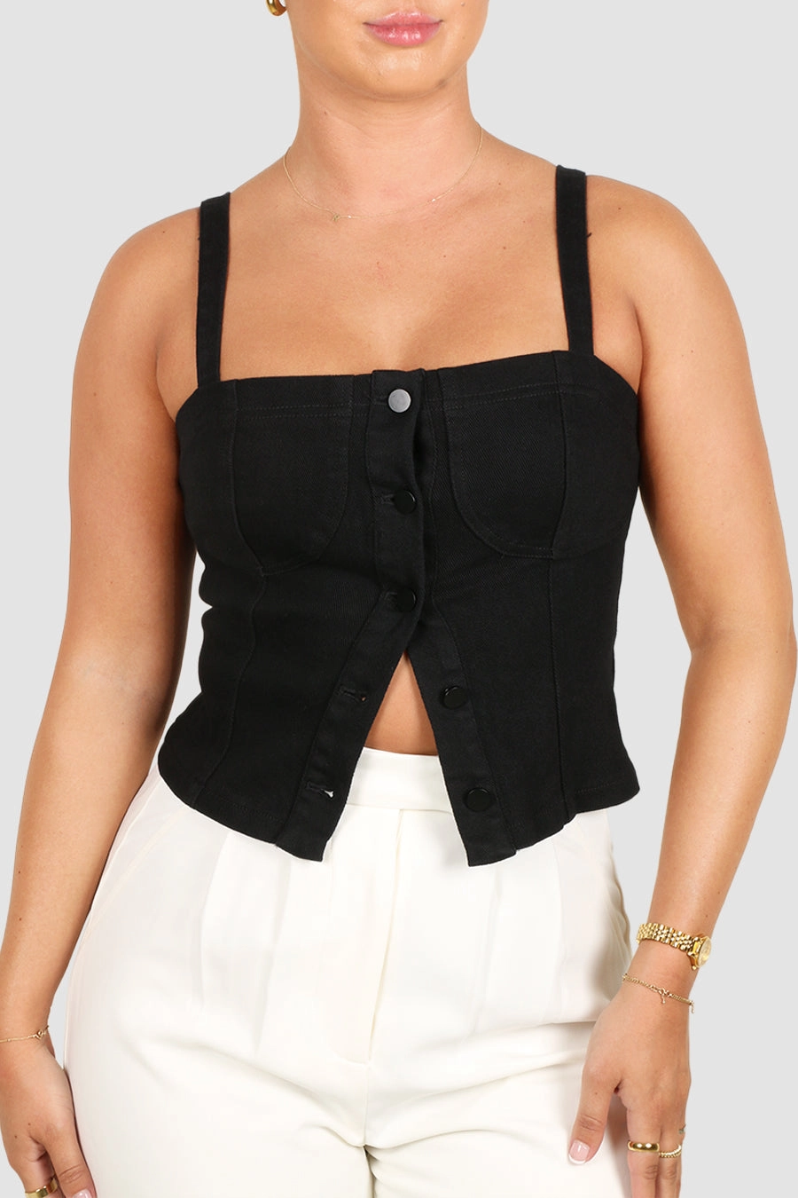 SIREN DENIM TOP BLACK