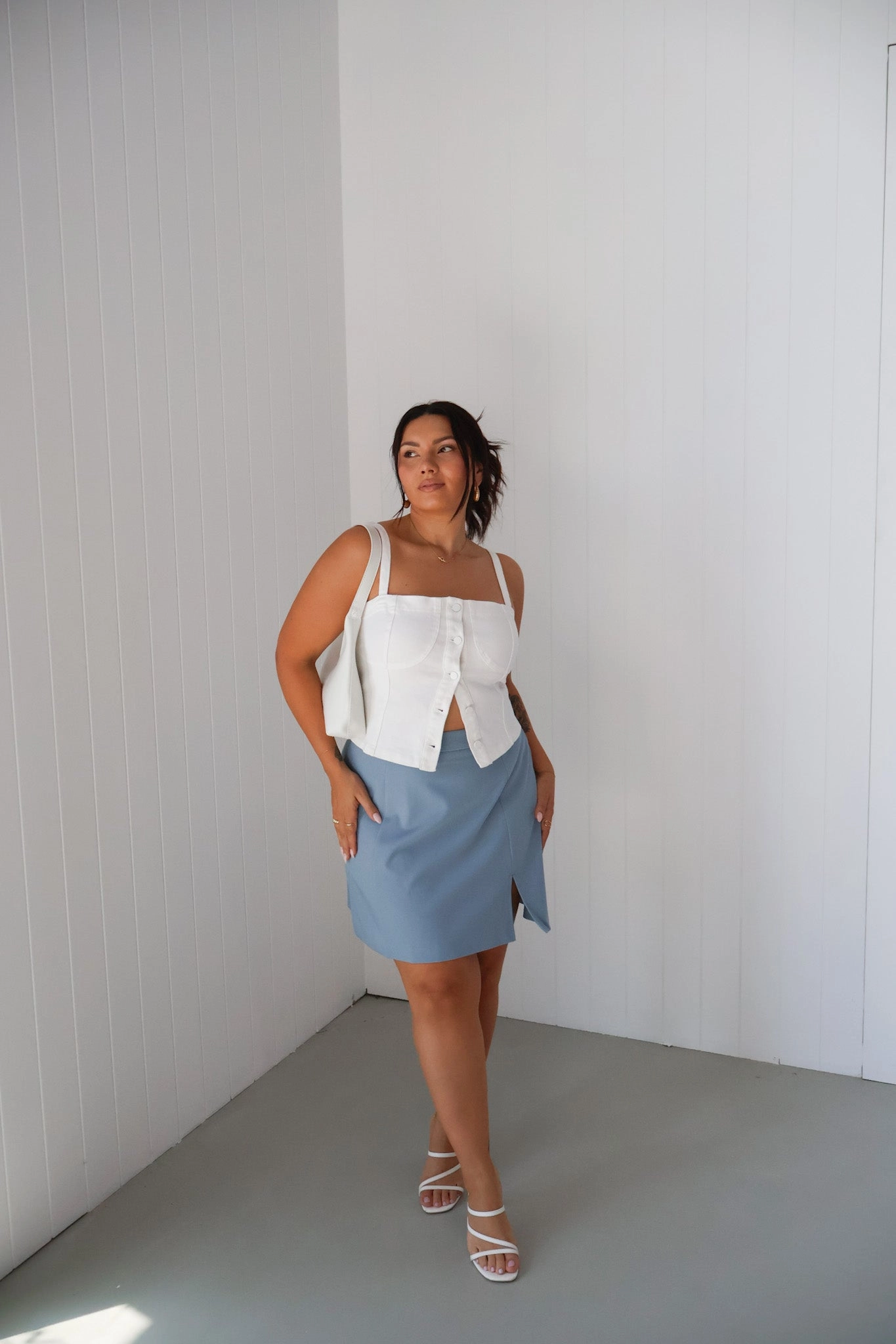 SIREN DENIM TOP WHITE
