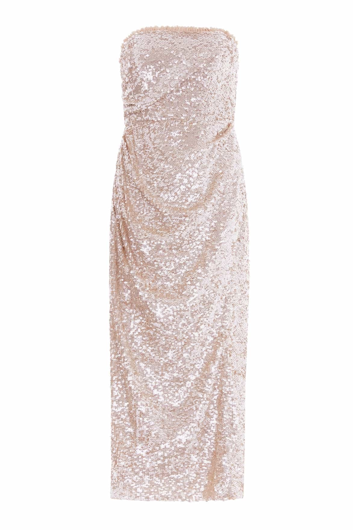 Stellar Gloss Strapless Ankle Gown