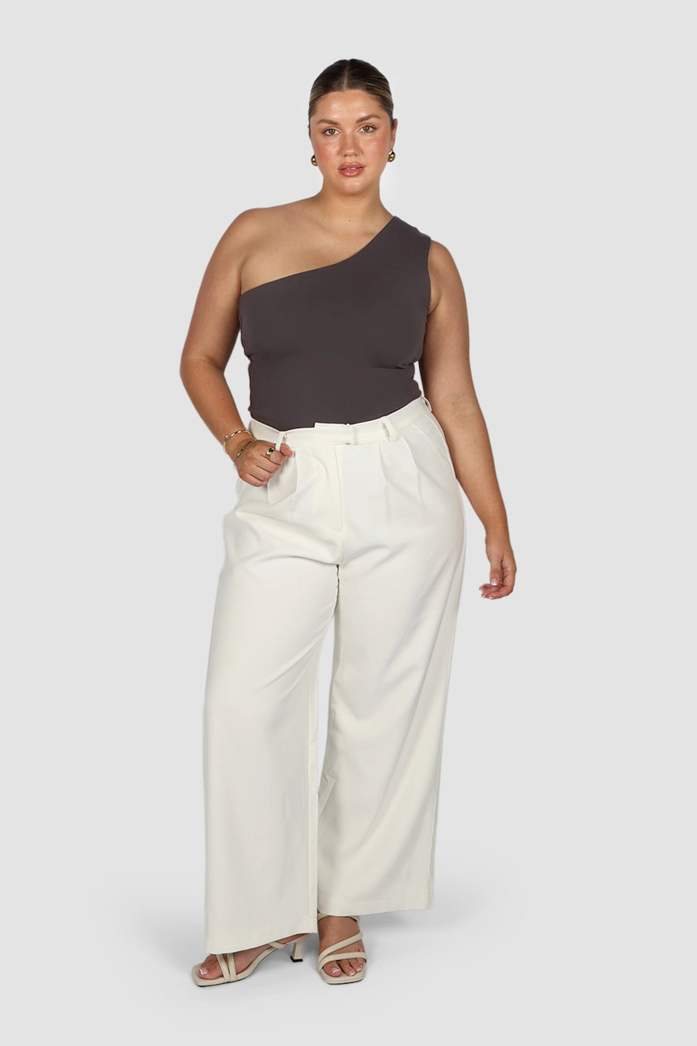 SULLIVAN ONE SHOULDER TOP CHARCOAL