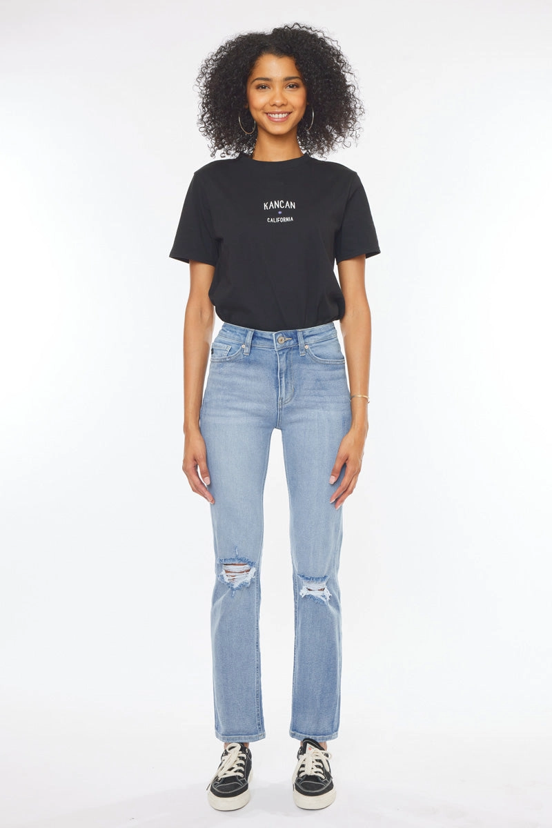 Sultana High Rise Slim Straight Leg Jeans