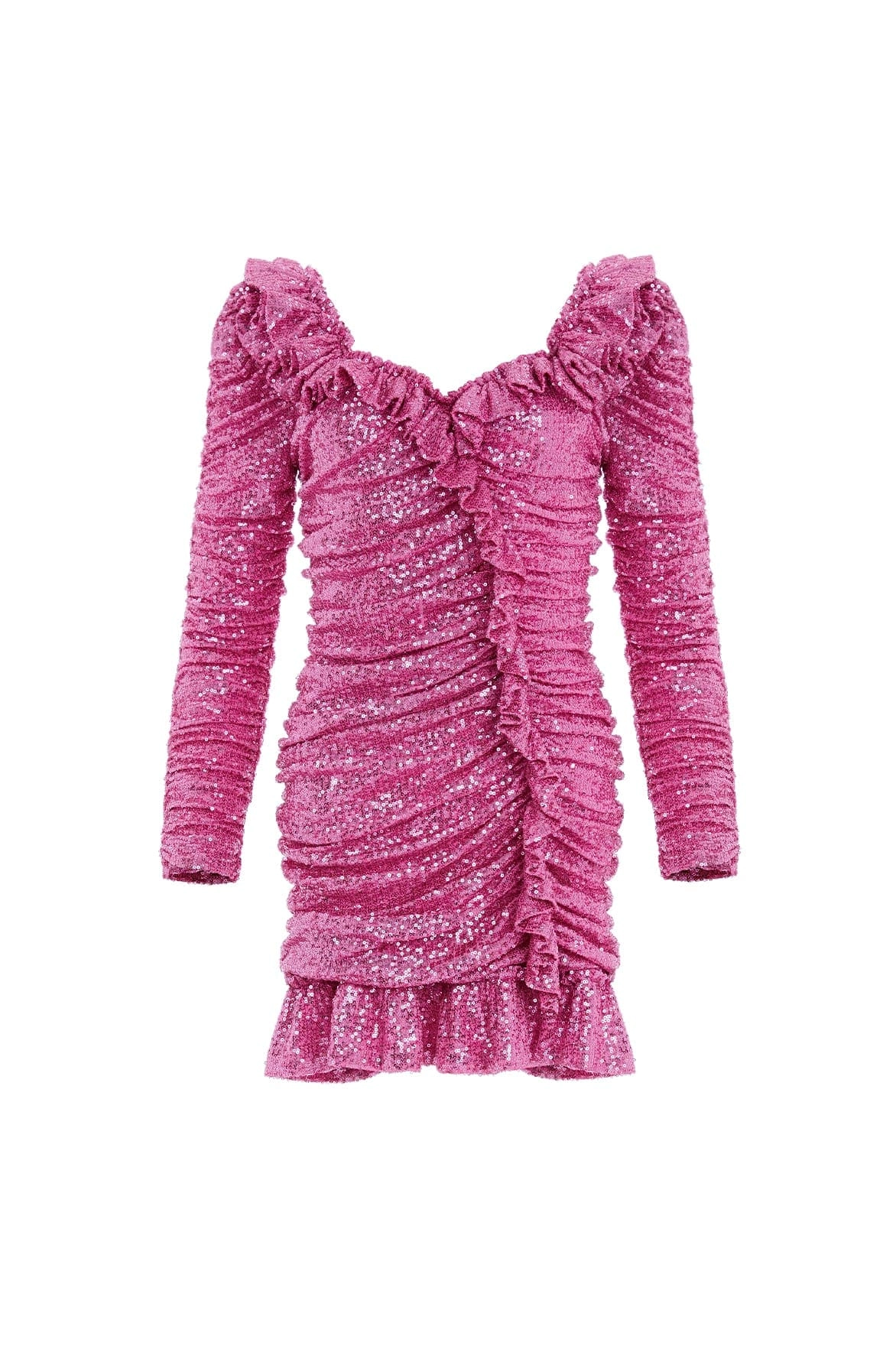 Sunbeam Rouched Long Sleeve Micro Mini Dress